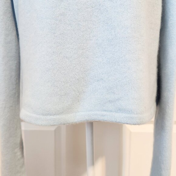 Women's Ruched Long Sleeve Context Cashmere Blend Light Blue Sweater Size XL - Picture 3 of 13